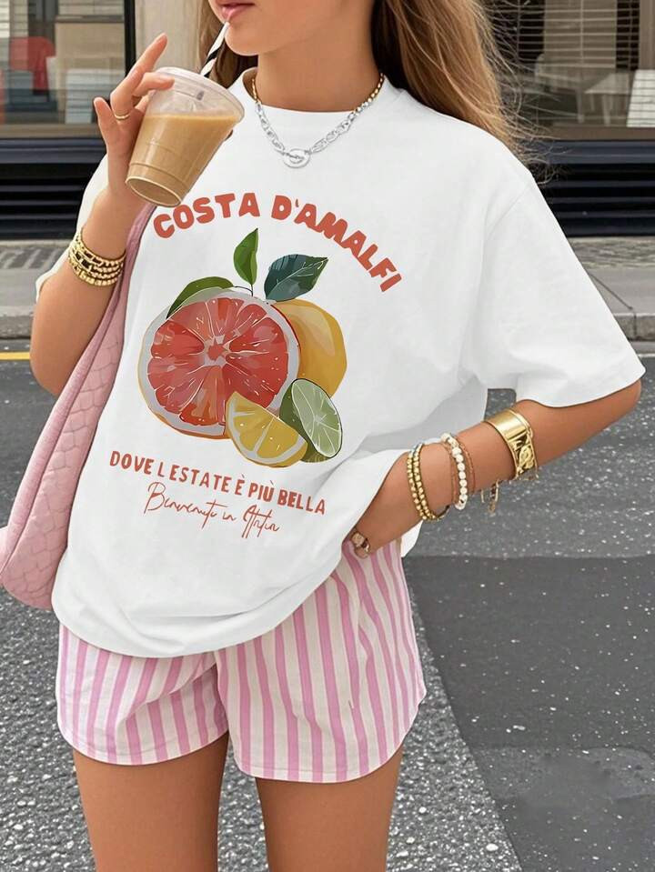 1 Stuk Zomer T-Shirt Met Korte Mouwen Voor Tienermeisjes, Comfortabel En Modieus Casual Topje Voor Studenten/Jonge Meisjes | SHEIN