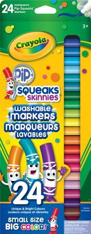 Crayola 24 Thin Tip Washable Pip Squeak Markers, 24 thin tip markers | Walmart (CA)