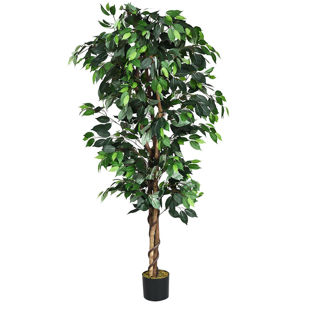 Gymax 6Ft Artificial Ficus Tree Fake Greenery Plant Home Office Decoration | Walmart (US)