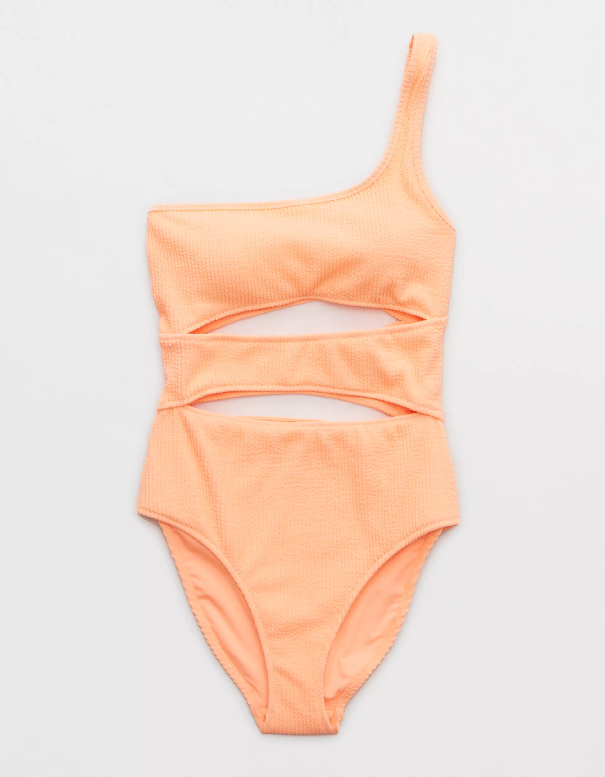 Aerie Crinkle Cut Out One Shoulder One Piece Swimsuit | Aerie