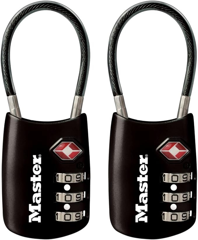 Master Lock Padlock, Set Your Own Combination TSA Locks for Luggage, Travel Zipper Lock with Cabl... | Amazon (US)