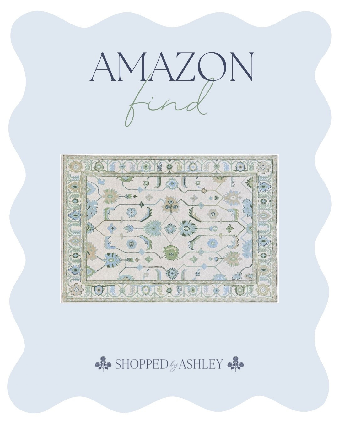 New Amazon find! 100% wool rug with oushak style design. Love the blue and green and muted neutrals! 

Amazon rug, living room rug, bedroom rug, blue and green rug, Grandmillennial style, classic style