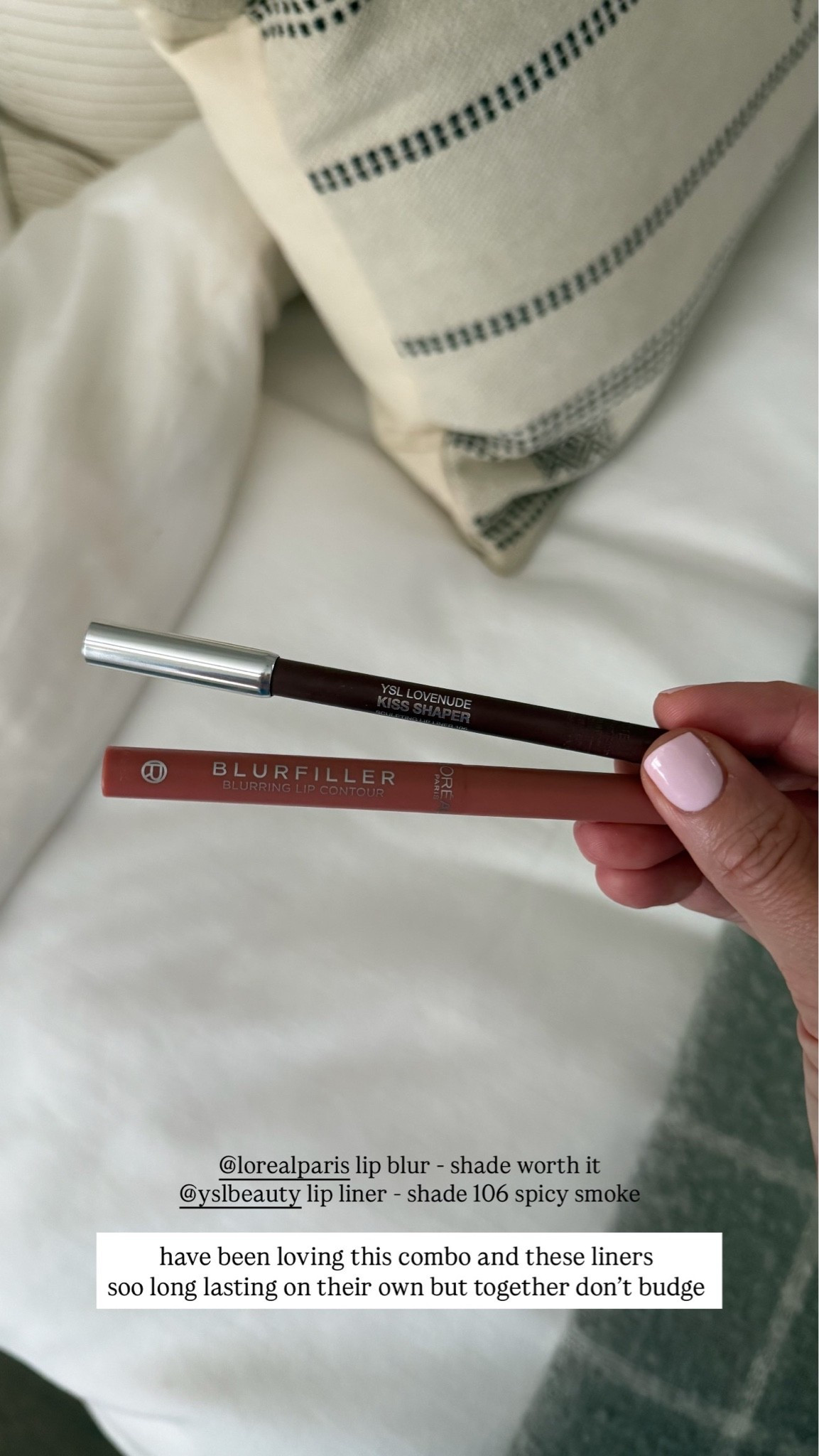 One affordable, one luxury longest lasting lip liners. Paired together they do budge! So so long lasting. L’Oréal lip blur in the shade worth it and YSL beauty lip liner in 106 spicy smoke

#LTKgrwm #LTKBeauty