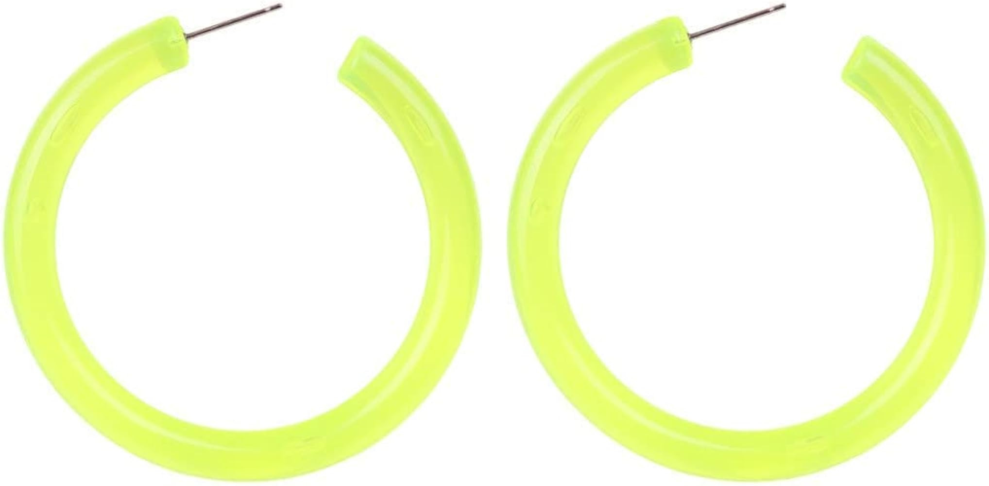 80s Earrings Accessories for Women Retro Colored Neon Hoop Earrings for Women Green Big Hoop Earr... | Amazon (US)