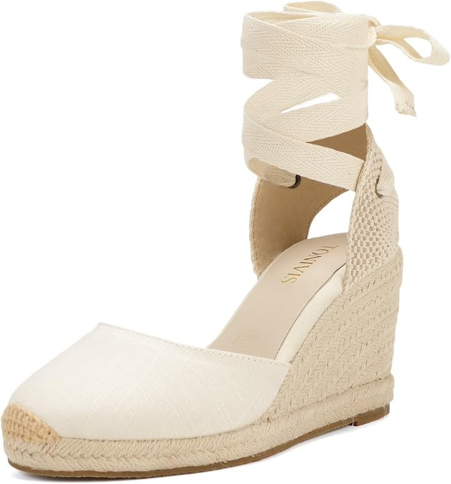 Women's Espadrille Wedge Sandals Closed Toe Lace-Up Shoes | Amazon (US)