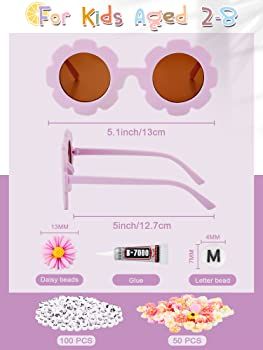 10 Pairs Kids Round Flower Sunglasses Glasses Outdoor Eyewear for Kid with 50 Daisy 100 Random Le... | Amazon (US)
