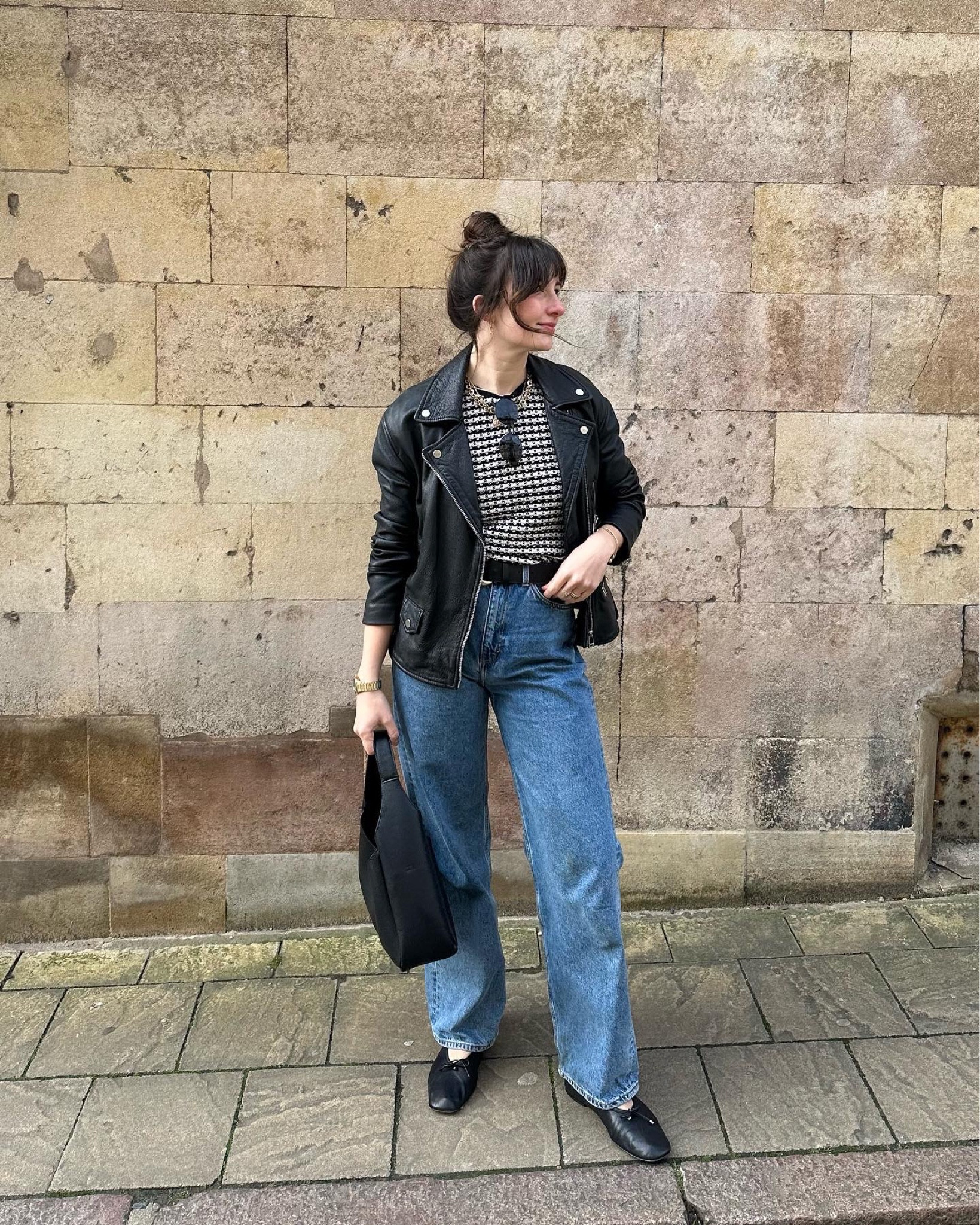 Baggy jeans. Leather jacket. Casual outfit inspo 

#LTKstyletip #LTKSeasonal #LTKfindsunder50