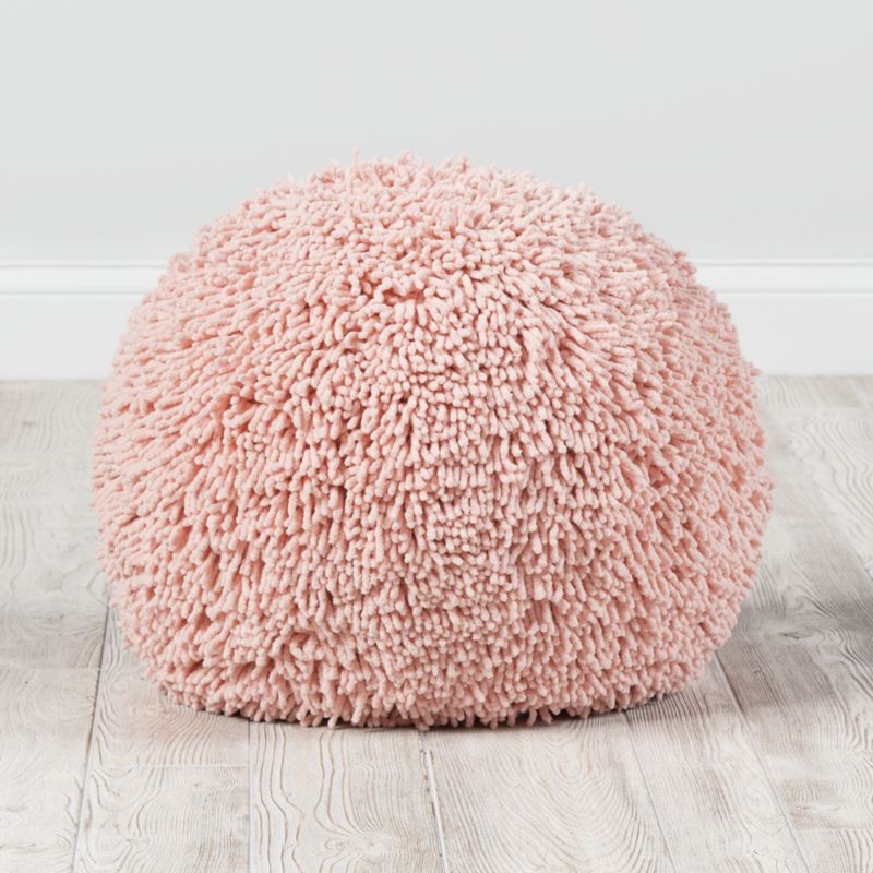Pink Shaggy Pouf + Reviews | Crate and Barrel | Crate & Barrel