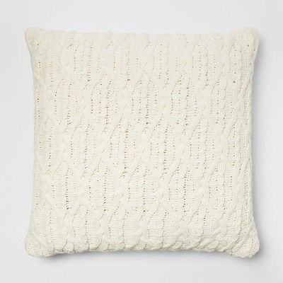 Diamond Knit Chenille Oversized Square Throw Pillow Cream - Threshold™ | Target