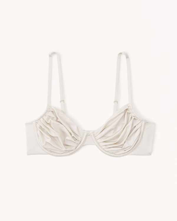 Ruched Satin Balconette Underwire Bralette | Abercrombie & Fitch (US)