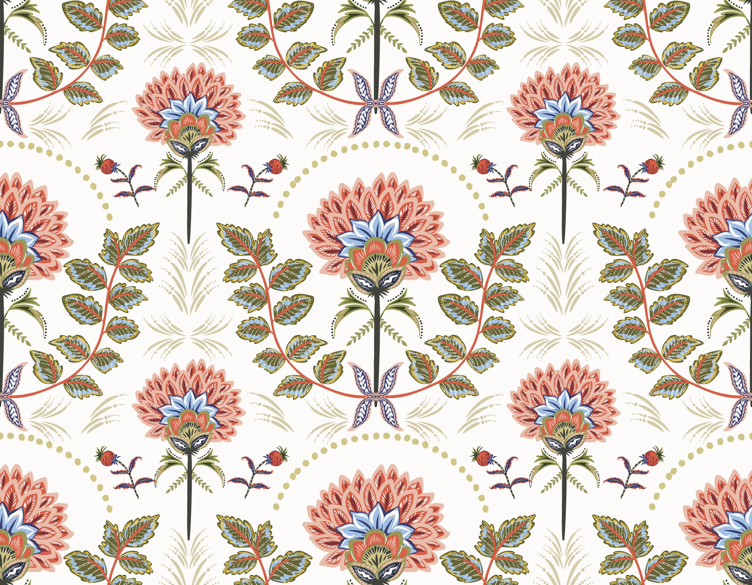 Boho Blossom Wallpaper Botanical Wall Mural Colorful Floral Peel and Stick | Wayfair North America