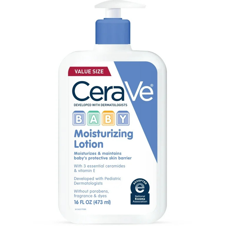 CeraVe Baby Lotion, Lightweight Moisturizing Face & Body Lotion for Baby and Toddler, 16 oz | Walmart (US)