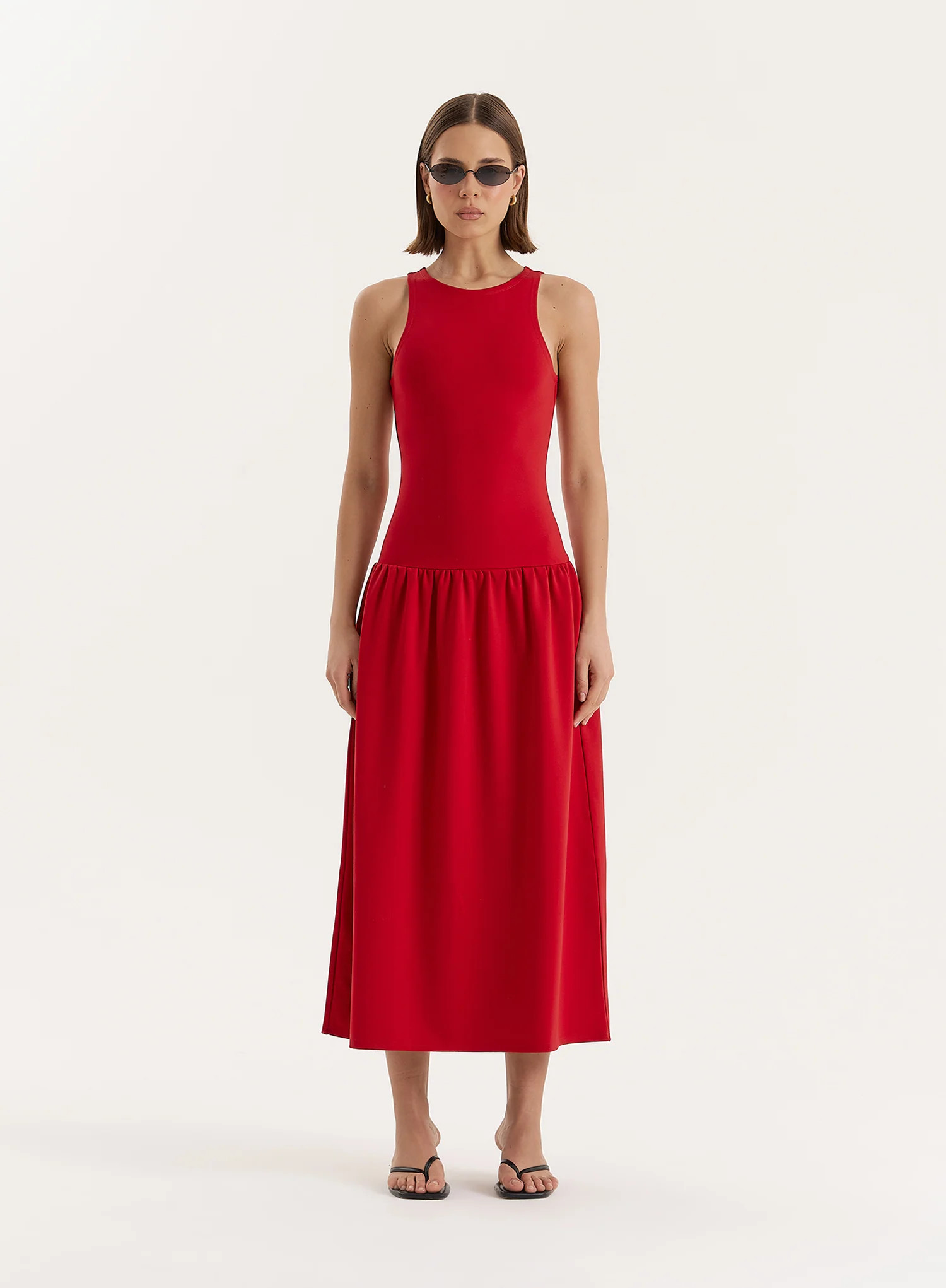 Red Jersey Drop Waist Dress- Shannon | 4th & Reckless