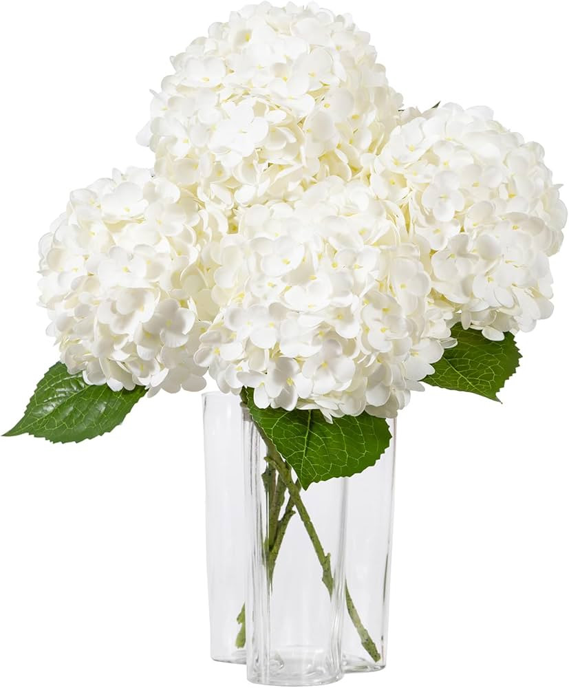 DuHouse 4Pcs Large Hydrangea Artificial Flowers,20 inch Latex Real Touch Hydrangeas Lifelike Hydr... | Amazon (US)