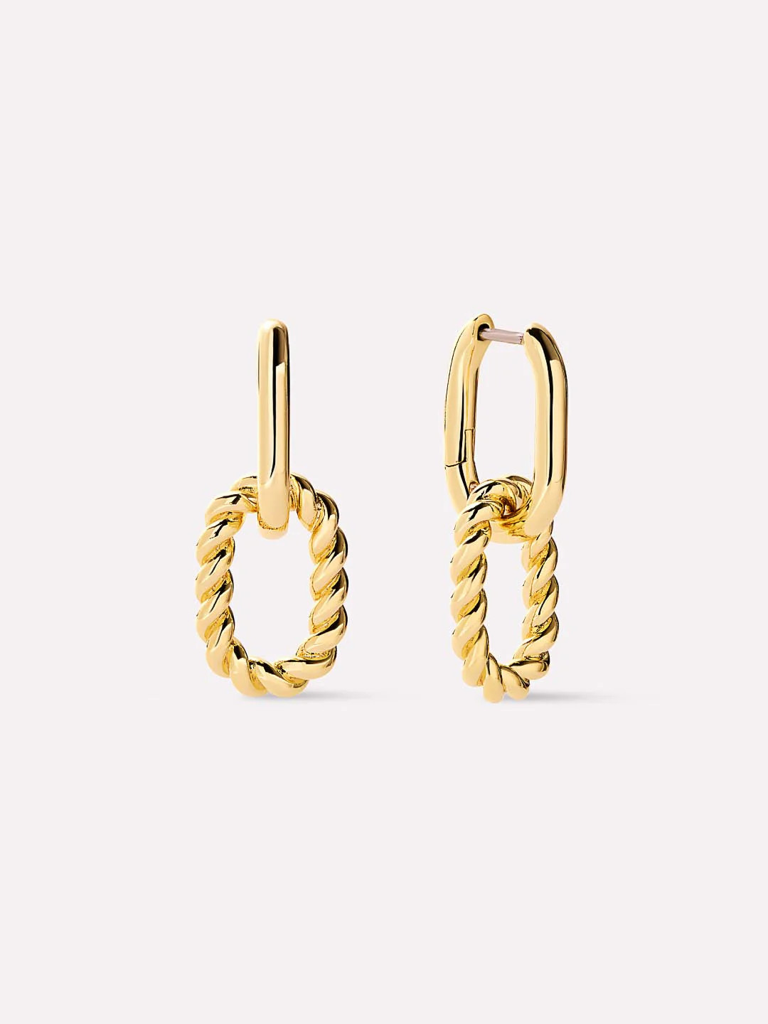 Minimal yet bold, these gold drop earrings plated in 14k gold feature two different textured hoop... | Ana Luisa