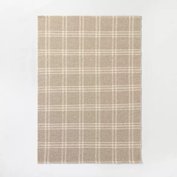 5'x7' Cottonwood Hand Woven Plaid Wool/Cotton Area Rug Beige - Threshold™ designed ... | Target