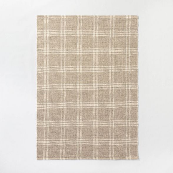 5'x7' Cottonwood Hand Woven Plaid Wool/Cotton Area Rug Neutral - Threshold™ designed with Studi... | Target