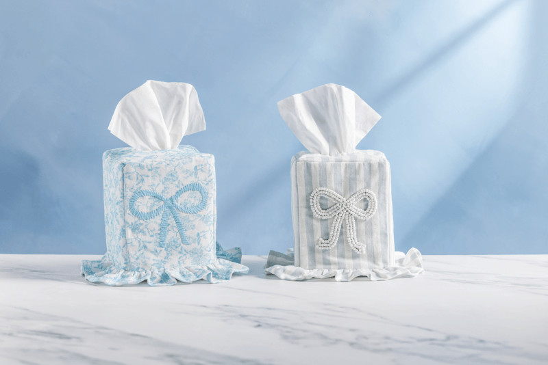 Stripe Bow Tissue Box Cover | Mud Pie