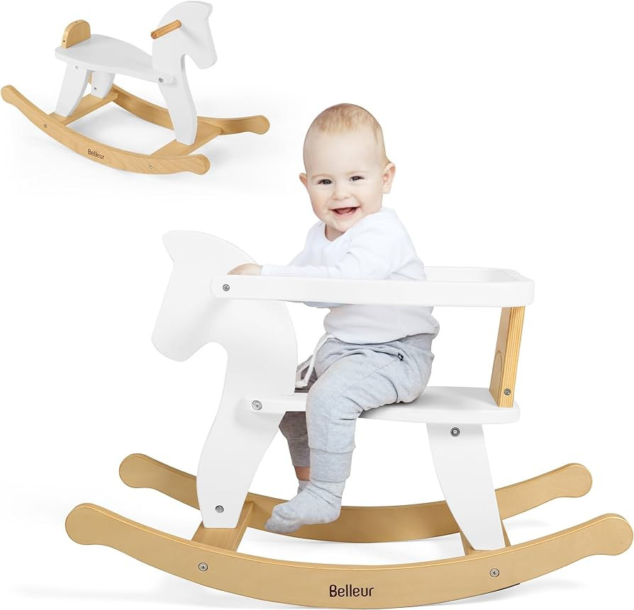 Rocking Horse for Kids 1-3 Years Old, Wooden Rocking Toy for Toddlers with Removable Fence for In... | Amazon (US)