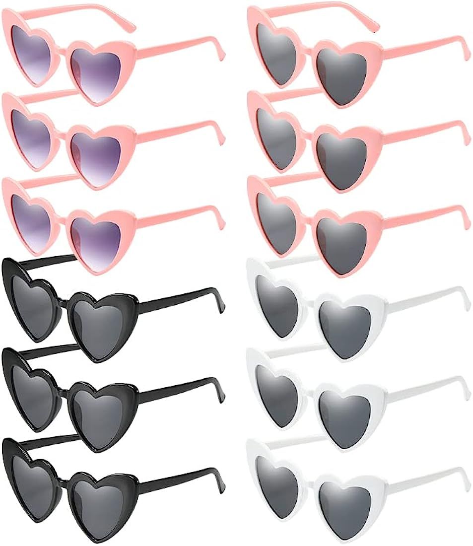 JDHXBMW Heart Sunglasses Bachelorette Party Sunglasses Vintage Cat Eye Glasses Heart Shaped Glasses  | Amazon (US)