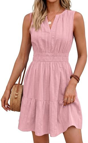 BTFBM Women Summer Dresses 2026 Casual Mini Dress Sleeveless V Neck Boho Beach Fashion Clothing A... | Amazon (US)