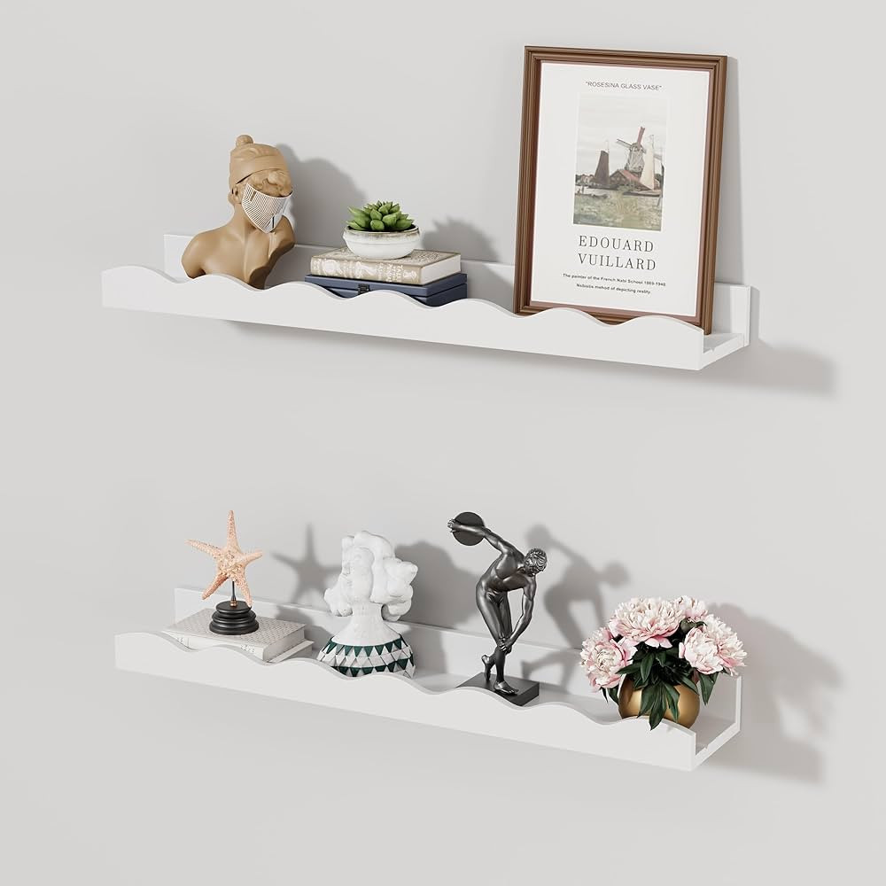 Floating Nursery Book Shelves Set of 2 Bathroom Shelves Over Toilet Modern Wood Storage Shelves f... | Amazon (US)