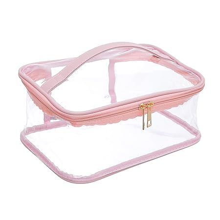 Large Cosmetic Bag for Women / Clear, See-Through Makeup, Hair & Nail Accessories Pouch for Trave... | Amazon (US)