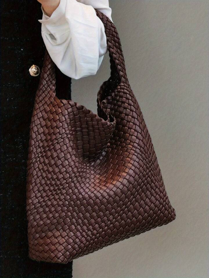 New Fashionable Niche Design Woven Tote Bag, Bucket Style Shoulder Bag, Minimalist Vintage Handba... | SHEIN