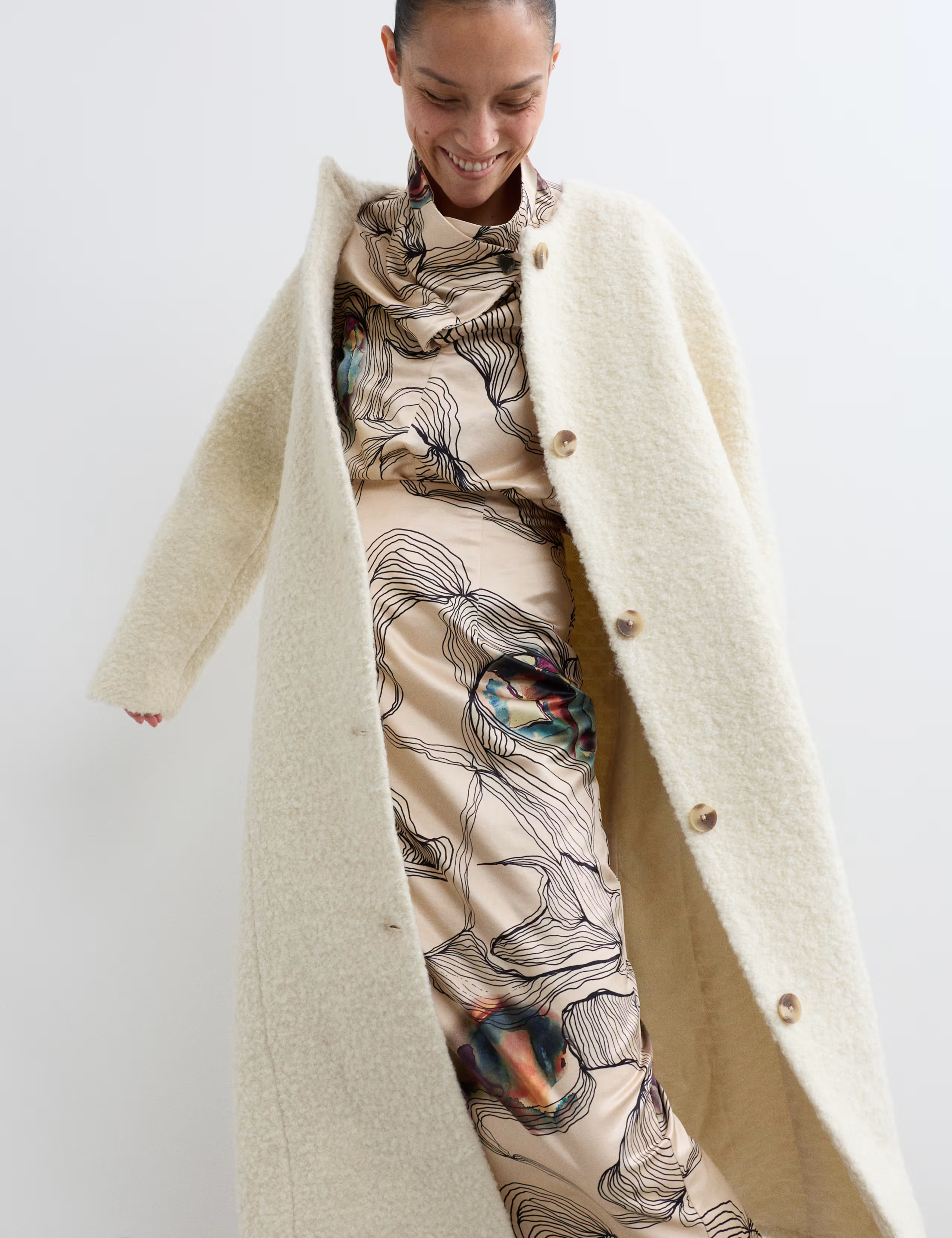 Wool Rich Bouclé Collarless Coat with Mohair | Marks & Spencer (UK)