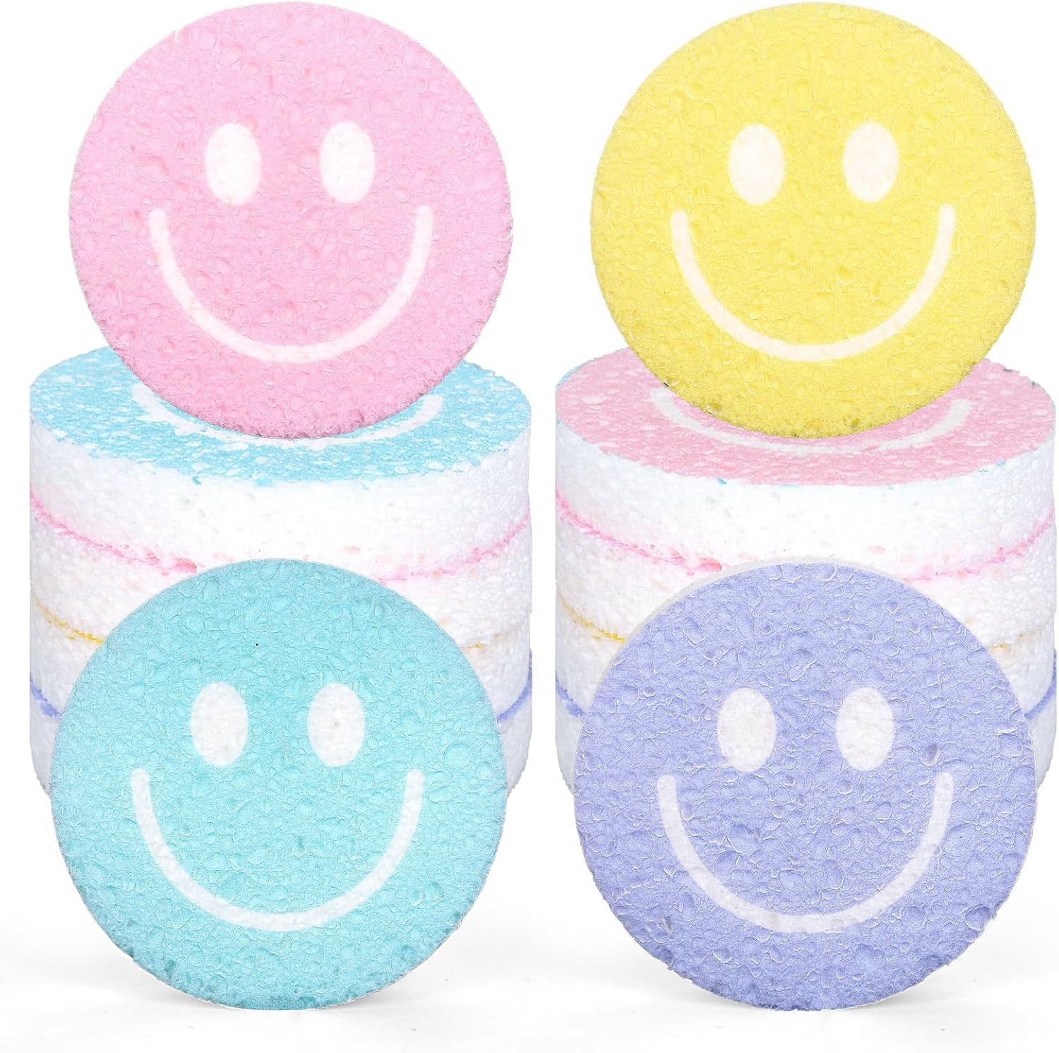 8Pcs Smile Face Kitchen Sponges Pastel Smile Pattern Water Absorbing Dish Washing Sponge Non Scra... | Amazon (US)