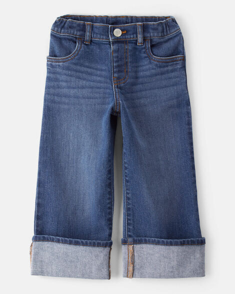 Toddler Girl Denim Wide-Leg Cuff Jeans - Blue | Carter's Inc