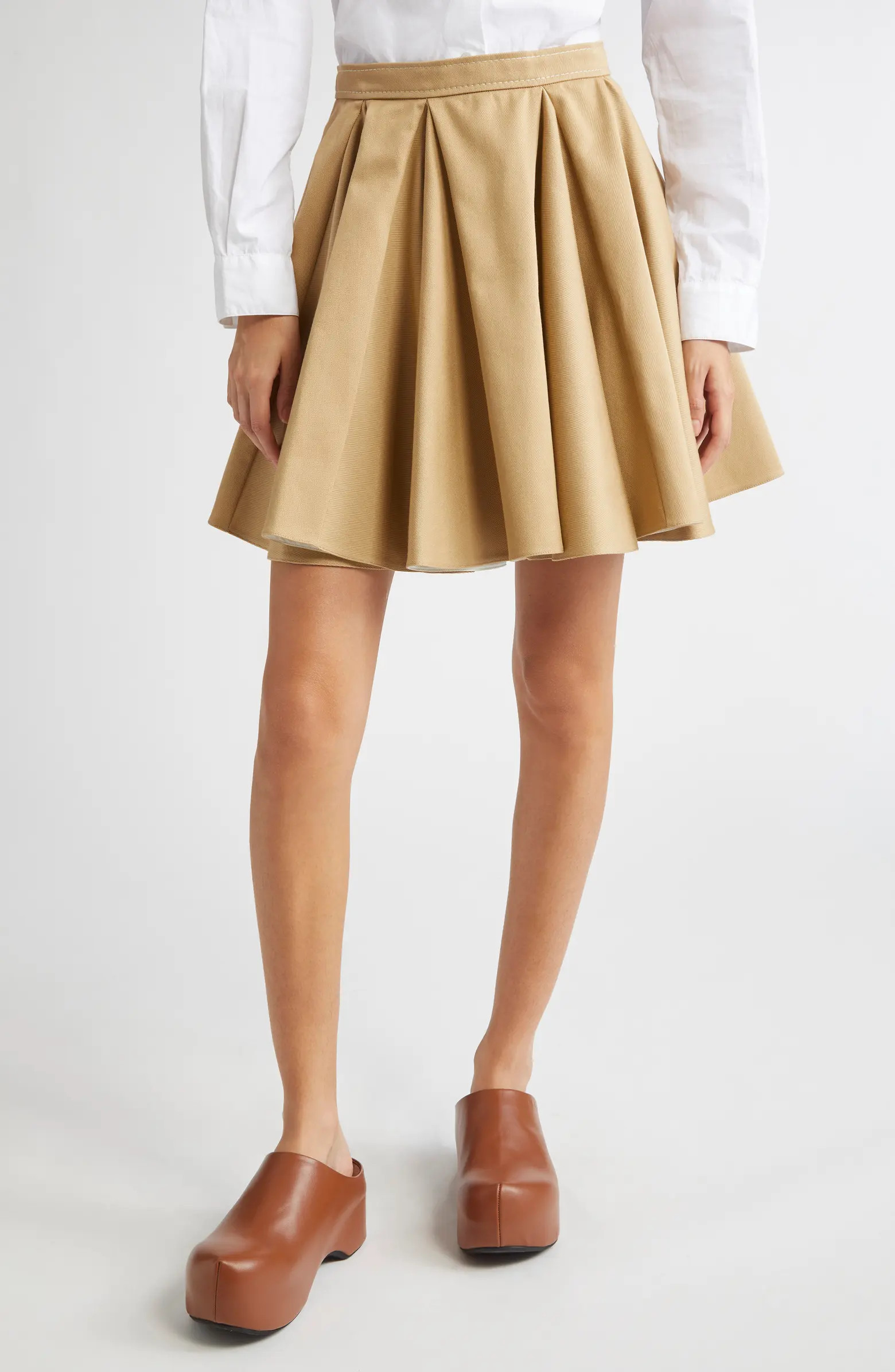 Pleated Cotton Gabardine Skirt | Nordstrom