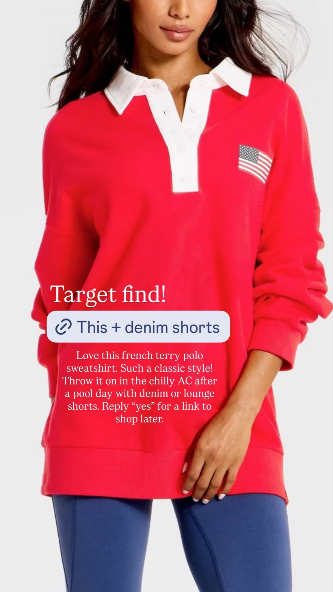 Target Americana sweatshirt🇺🇸

Love this French terry red, white, and blue polo sweatshirt. Such a classic pullover style. Would look great with Jean shorts or lounge shorts this summer.

Flag sweater, flag sweatshirt, USA, target style, lounge wear, casual outfit

#LTKootd #LTKSeasonal