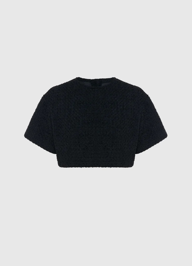 Indie Tweed Sleeve Top - Ebony | LEO LIN