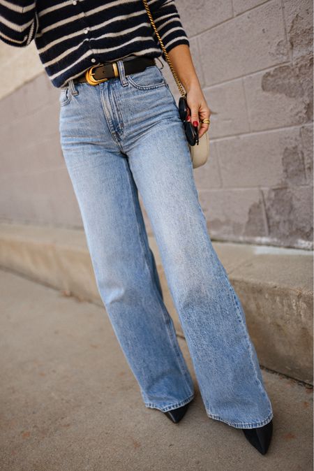 The only super wide leg jeans you need in your closet! These are so flattering and chic! 
They run tts. I’m wearing size 25.


#LTKWorkwear #LTKFindsUnder100 #LTKStyleTip