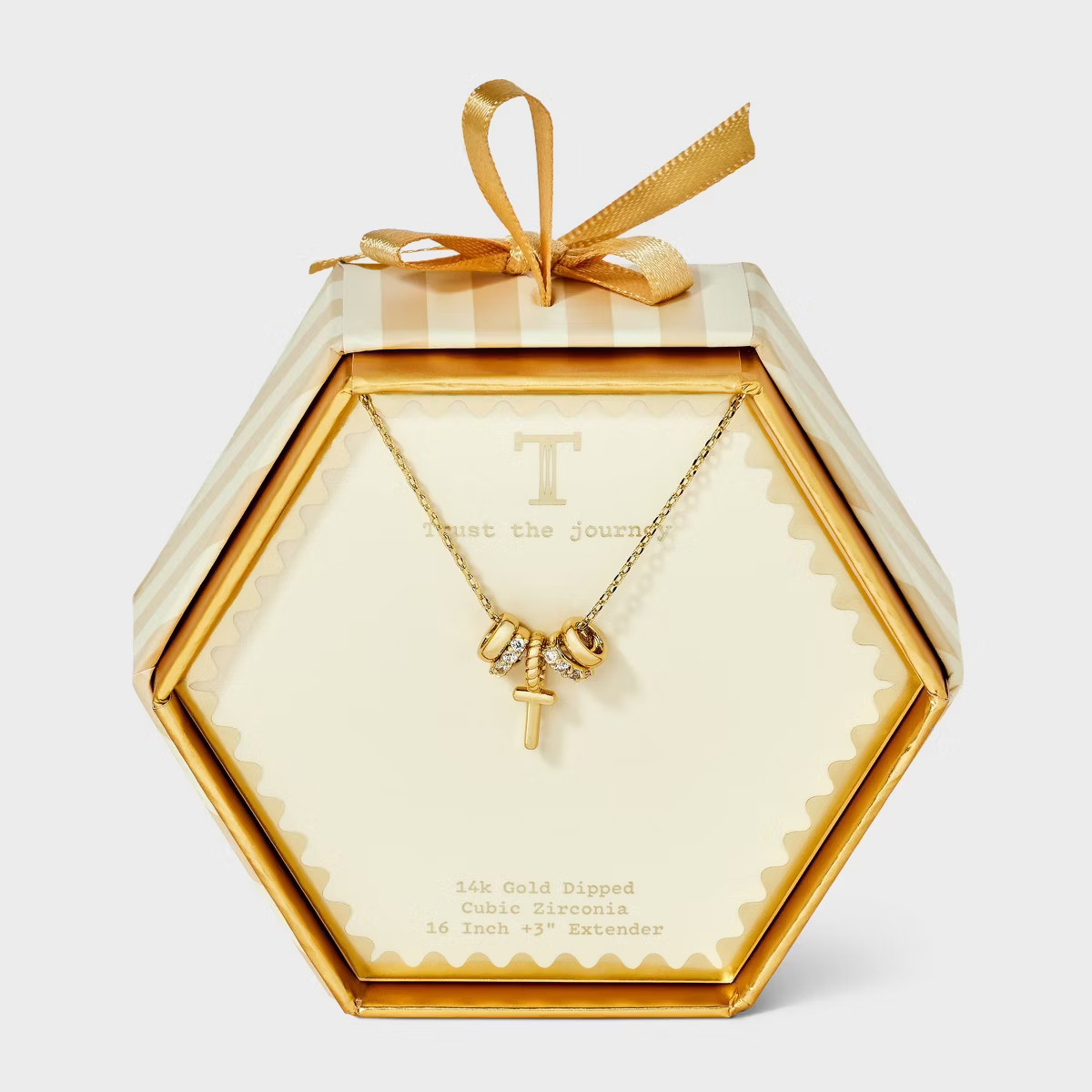 14K Gold Dipped Cubic Zirconia Rondelle Initial Necklace - A New Day™ Gold | Target