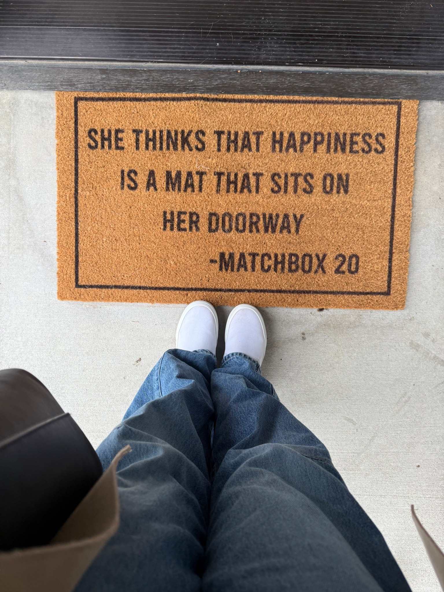 "She thinks that happiness is a mat that sits on her doorway" Matchbox 20 front door mat


#LTKGiftGuide #LTKHoliday #LTKFindsUnder50