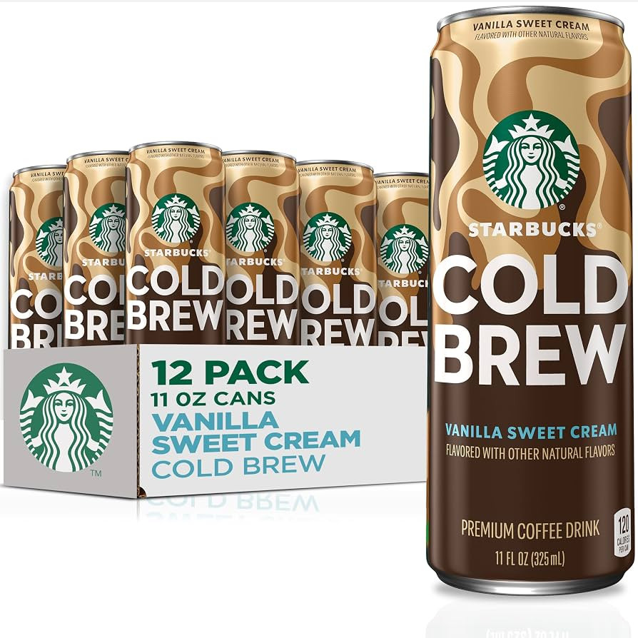 Starbucks Cold Brew Coffee, Vanilla Sweet Cream, 11 fl oz Cans (12 Pack), Premium Coffee Drink, I... | Amazon (US)