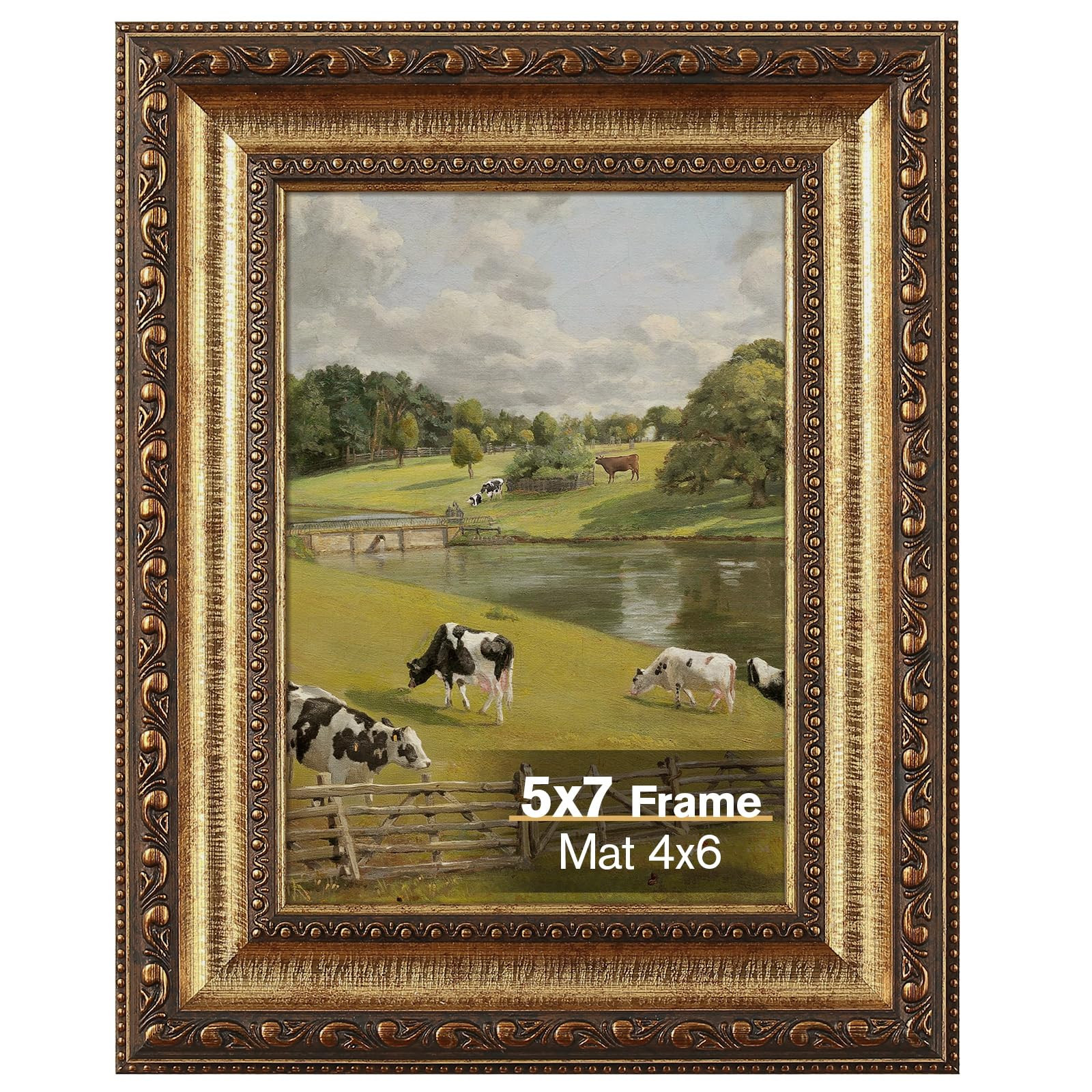 5x7 Gold Picture Frame, Ornate Vintage Picture Frames for Wall or Tabletop Display, 5x7 Photo Fra... | Amazon (US)