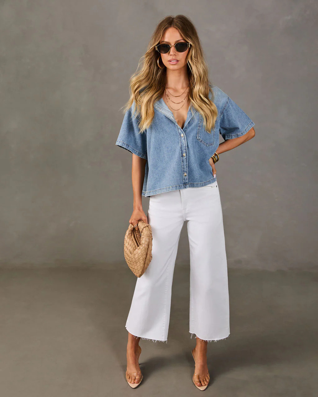 Daily Darling Denim Button Down Top | VICI