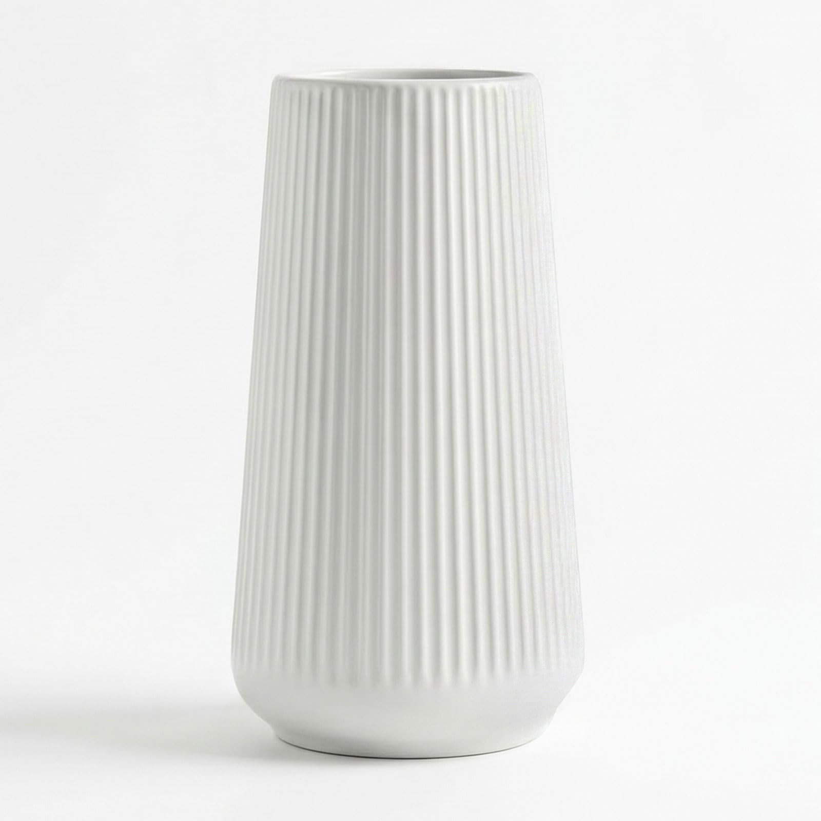 White Ceramic Vase, 8 Inch Flower Vases for Pampas Grass and Dried Flowers, Modern Vase for Living Room Table, Kitchen Shelf, Wedding Centerpiece Decor | Amazon (US)