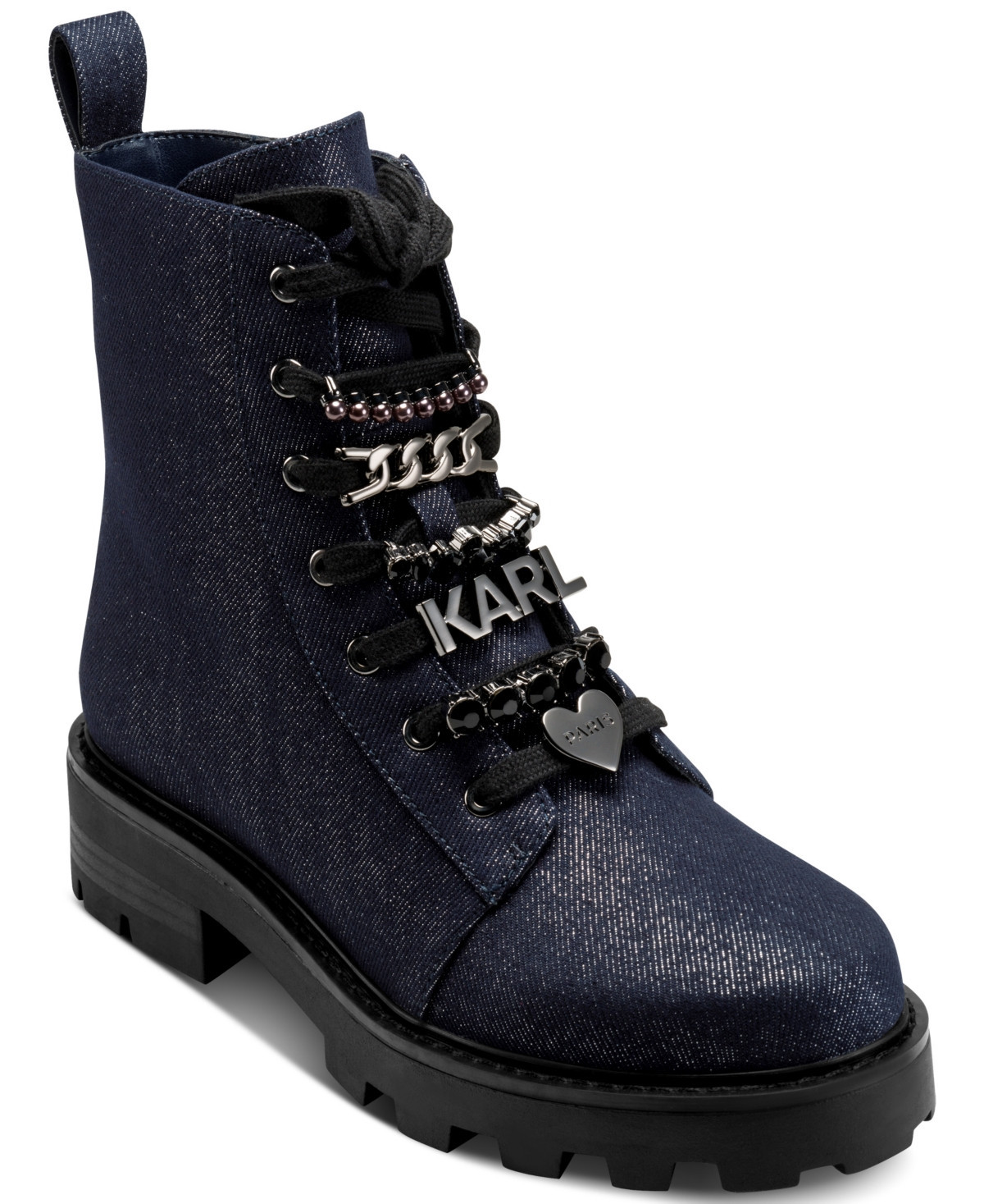 Karl Lagerfeld Paris Women's Mela Combat Boots - Dark Navy | Macy's