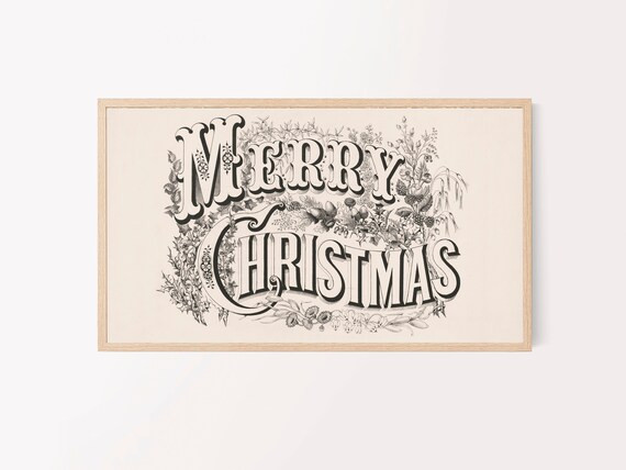 Samsung Frame TV Art File, Merry Christmas Lithograph, Vintage Art for Frame TV,  Merry Christmas... | Etsy (US)
