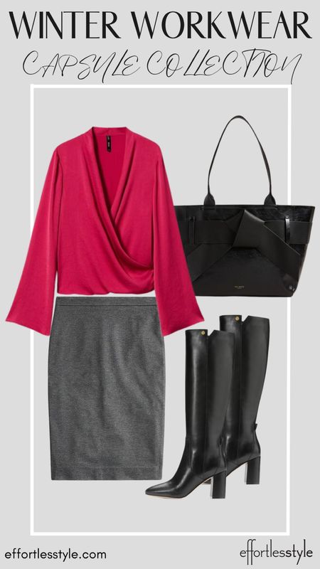 Long Sleeve Blouse + Pencil Skirt + Black Boot

#LTKstyletip #LTKSeasonal #LTKworkwear