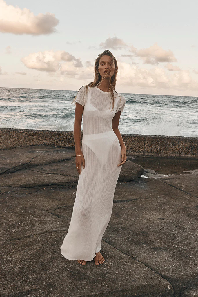 HARPER IVORY CAP SLEEVE MIDI DRESS | DISSH