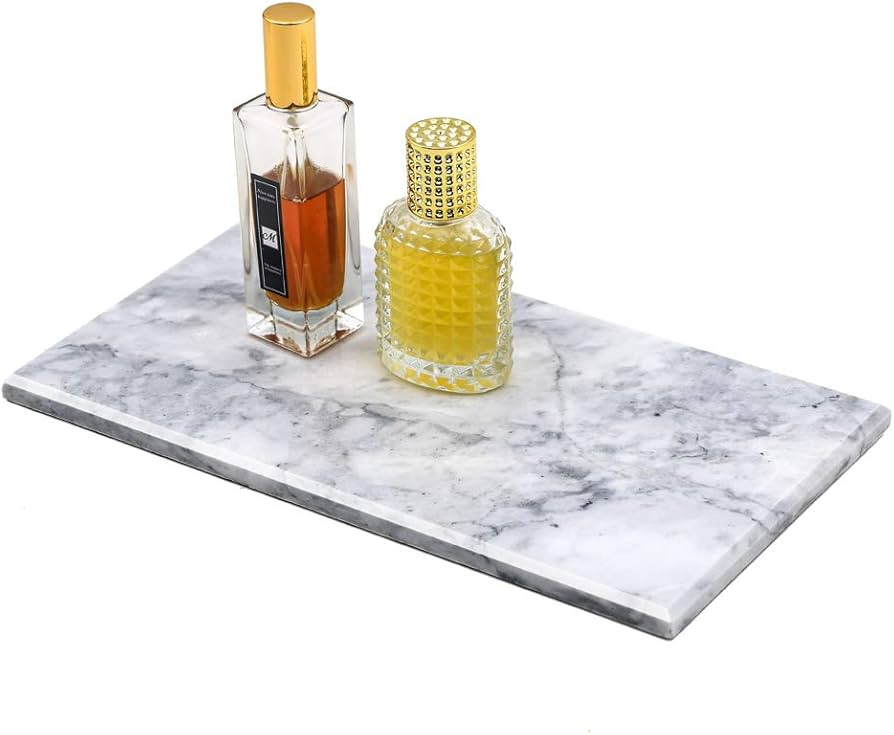 Rectangular Marble Vanity Tray for Counter, Bathroom, Dresser, Nightstand or Desk, 11-5/8" x 6-1/... | Amazon (US)