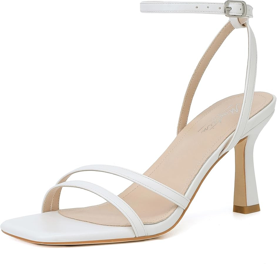 Mostrin Womens Sandals Strappy Heels for Women Ankle Strap Lace Up Square Open Toe Heels Tie Up S... | Amazon (US)