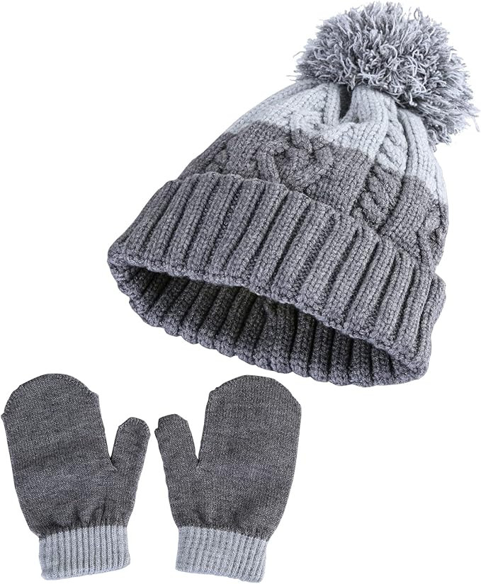 first steps Toddler/Baby Hat and Mitten Set - Soft Cable Knit Pom Beanie & Gloves for Boys, Knitt... | Amazon (US)
