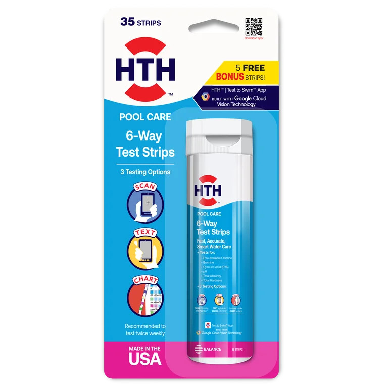 HTH Pool Care 6-Way Test Strips, The Container Holds 35 Strips that Test for Six Elements in All ... | Walmart (US)