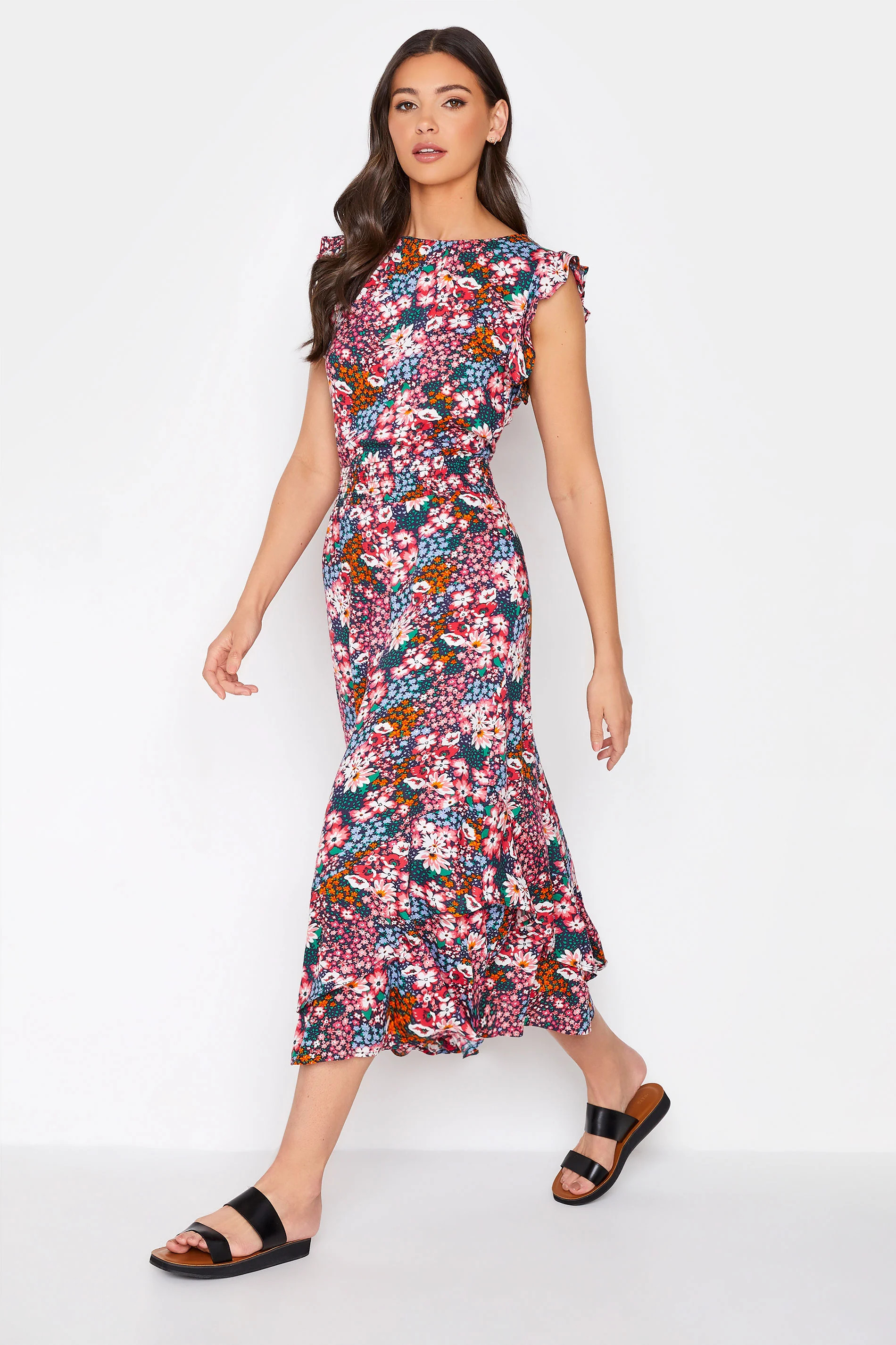Tall Women's LTS Pink Ditsy Floral Midi Dress | Long Tall Sally | Long Tall Sally